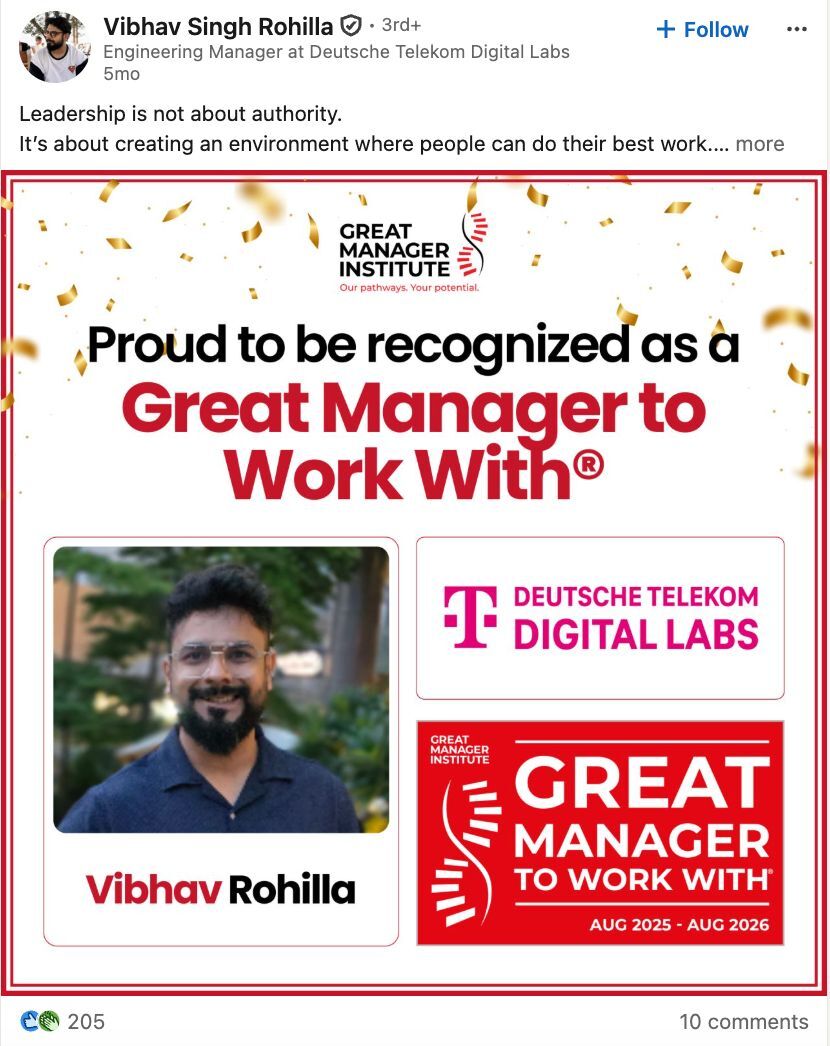 Akshat Ambedkar, recognised as a Great Manager to Work With